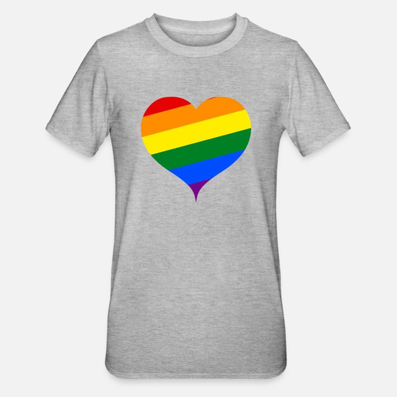 LGBT PRIDE Herz - Unisex Polycotton T-Shirt - Grau meliert