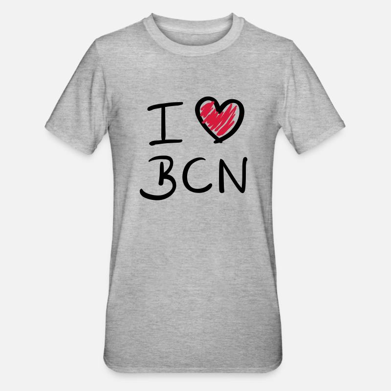 j'aime BCN - Barcelone - T-shirt polycoton Unisexe - gris chiné