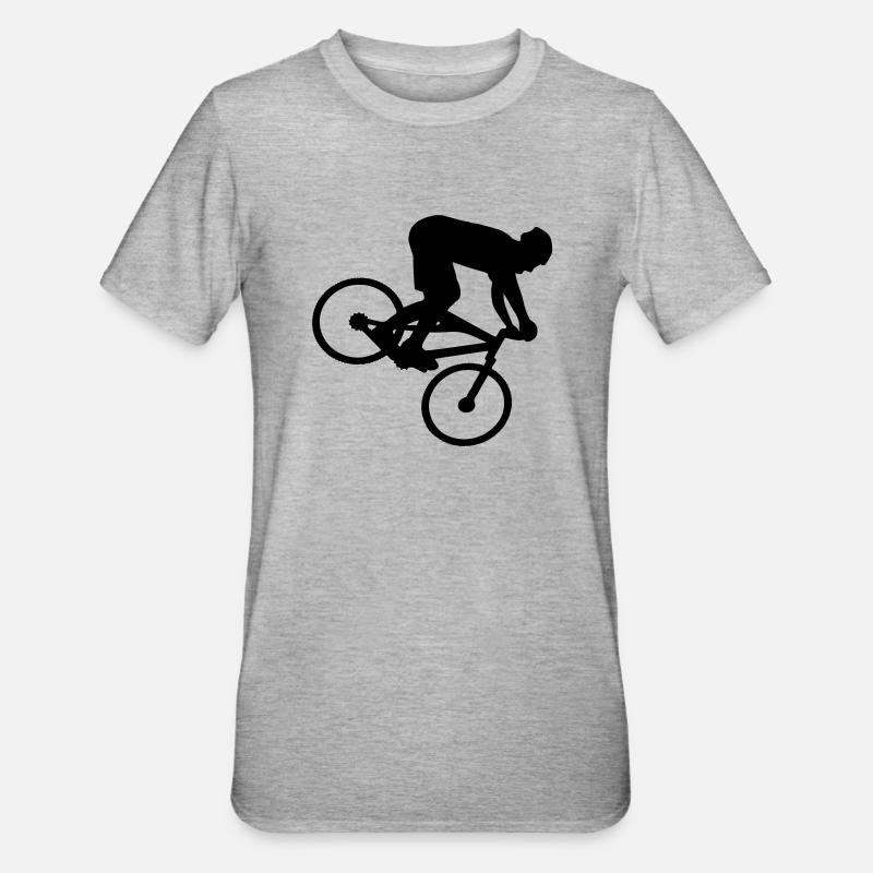 downhill mtb mountain biker - T-shirt polycoton Unisexe - gris chiné