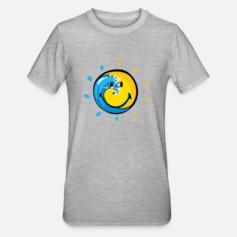 Smiley Splash Sun - T-shirt polycoton Unisexe - gris chiné
