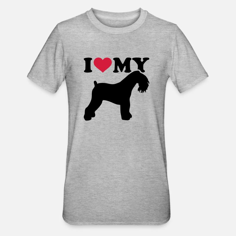 Kerry Blue Terrier - T-shirt polycoton Unisexe - gris chiné