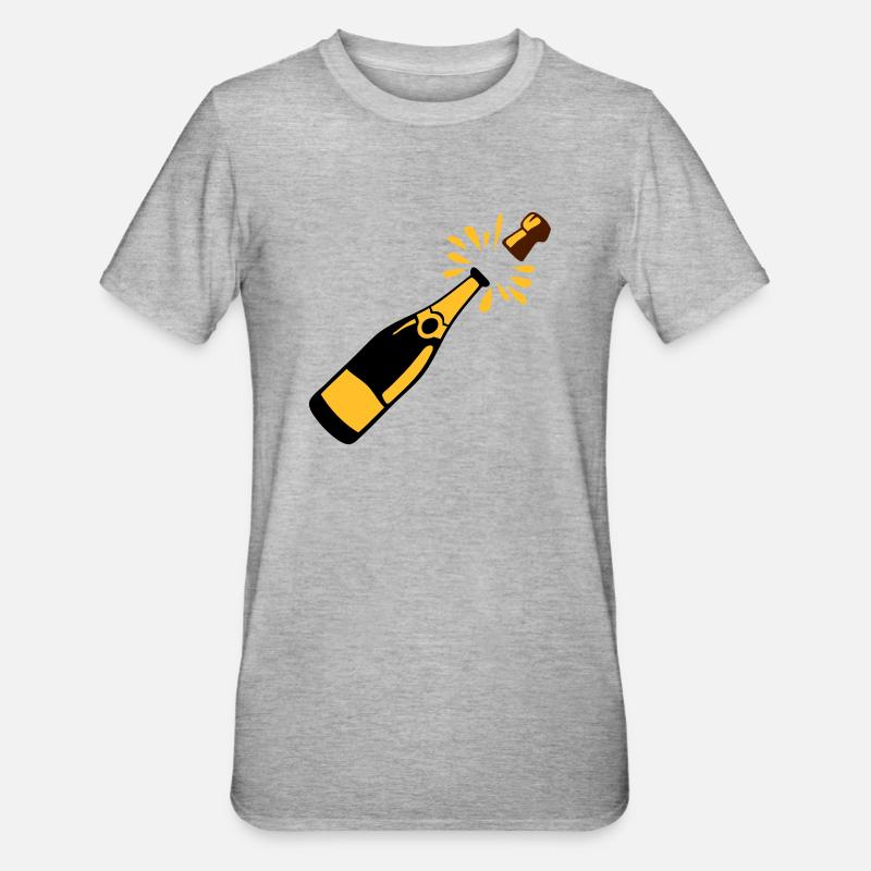 bouteille alcool bouchon saute - T-shirt polycoton Unisexe - gris chiné