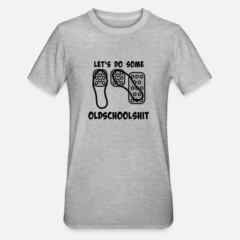 Pedale - Oldschoolshit - Spitze-Hacke-Technik - Unisex Polycotton T-Shirt - Grau meliert