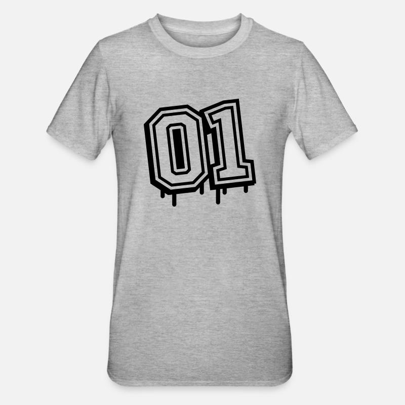 01 Un seul numéro - T-shirt polycoton Unisexe - gris chiné