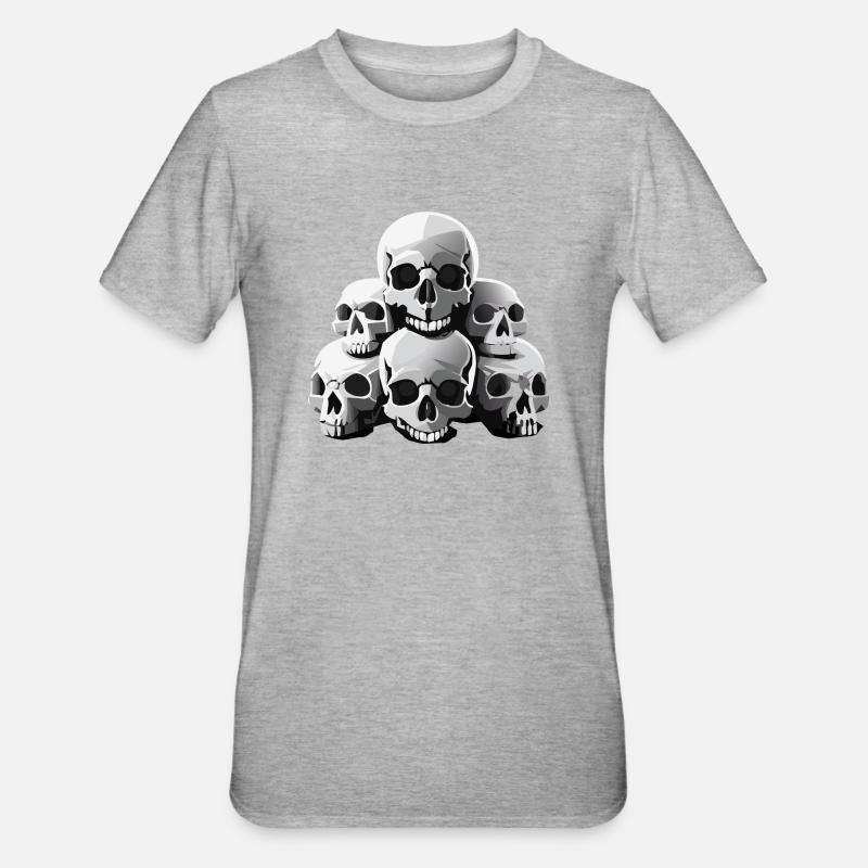 Totenköpfe - Unisex Polycotton T-Shirt - Grau meliert