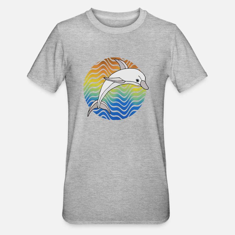 Delfin - Unisex Polycotton T-Shirt - Grau meliert
