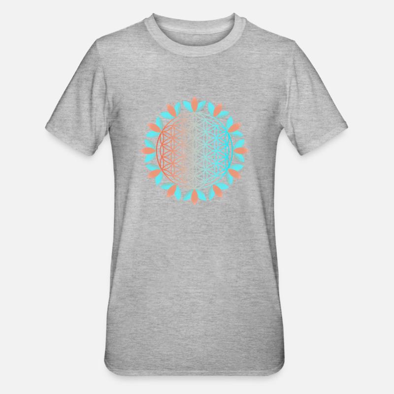 Blühende Lebensblume - Unisex Polycotton T-Shirt - Grau meliert