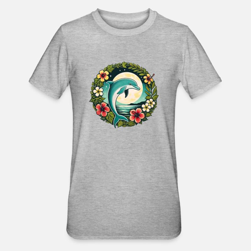 Delfin - Unisex Polycotton T-Shirt - Grau meliert