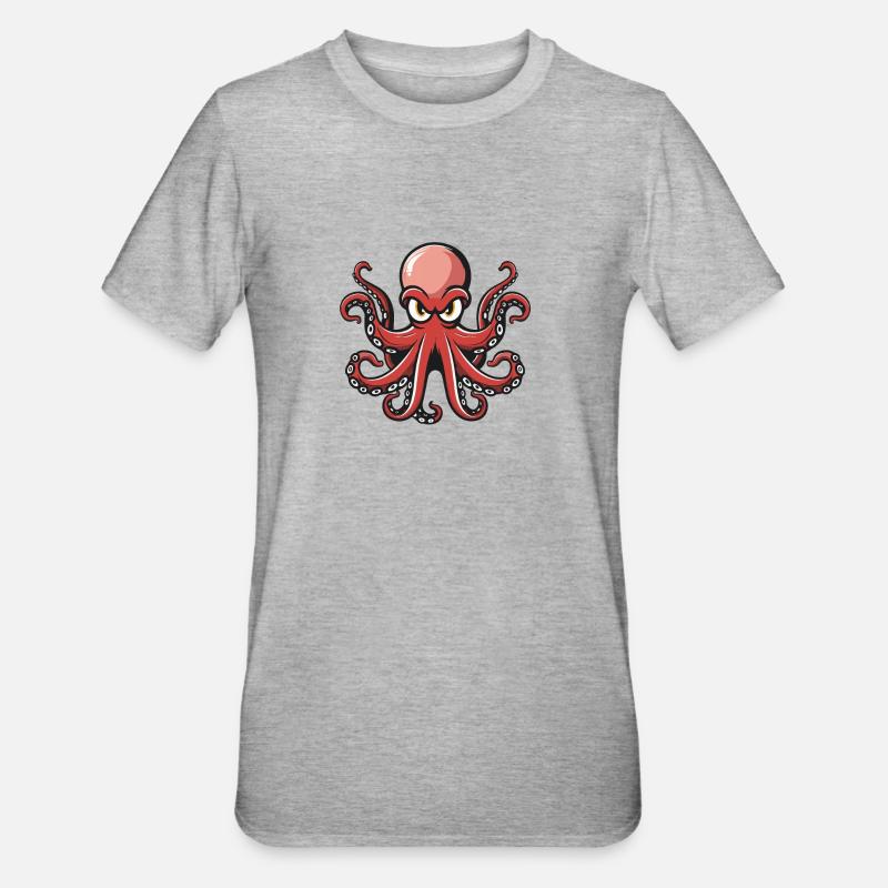 krake oktopus - Unisex Polycotton T-Shirt - Grau meliert