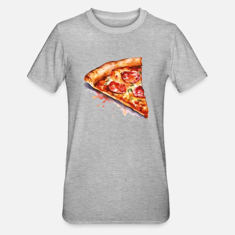 pizza - Unisex Polycotton T-Shirt - heather grey