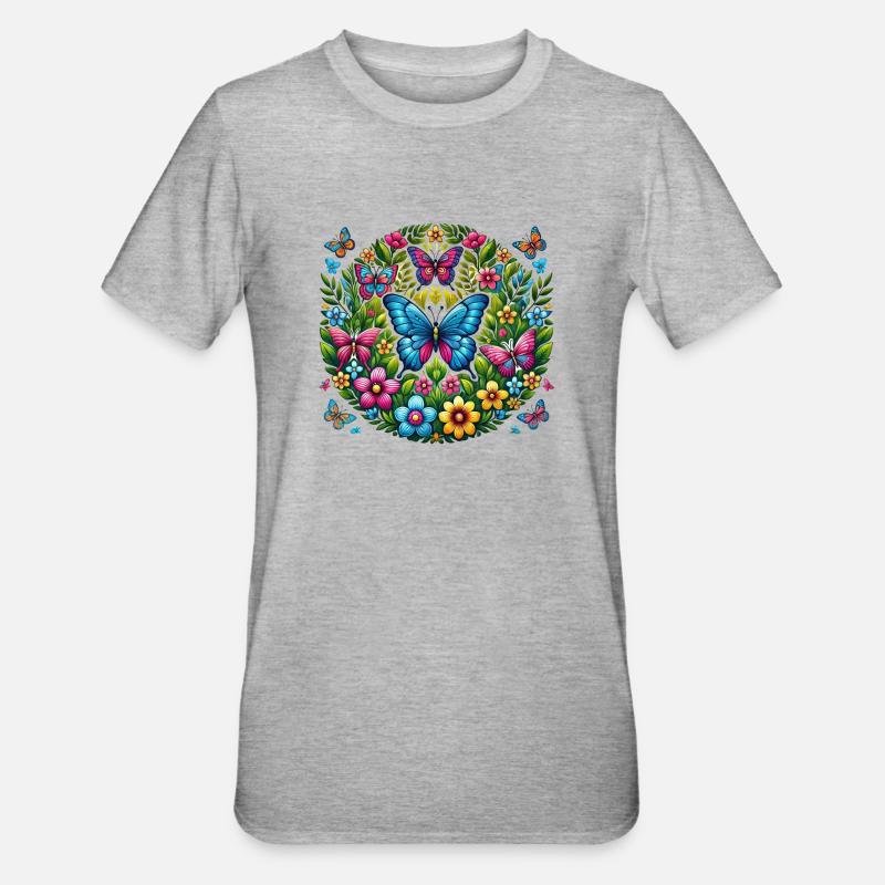 Schmetterlinge 2 - Unisex Polycotton T-Shirt - Grau meliert