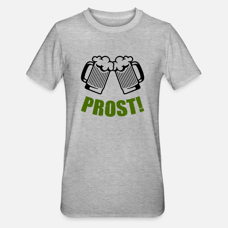 bier prost - Unisex Polycotton T-Shirt - Grau meliert