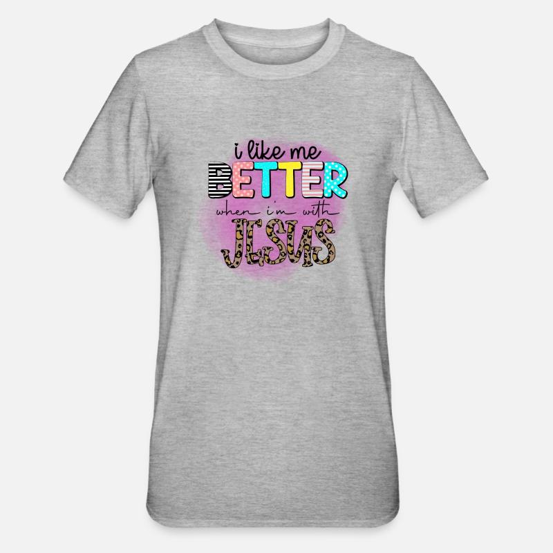 Besser mit Jesus - Unisex Polycotton T-Shirt - Grau meliert