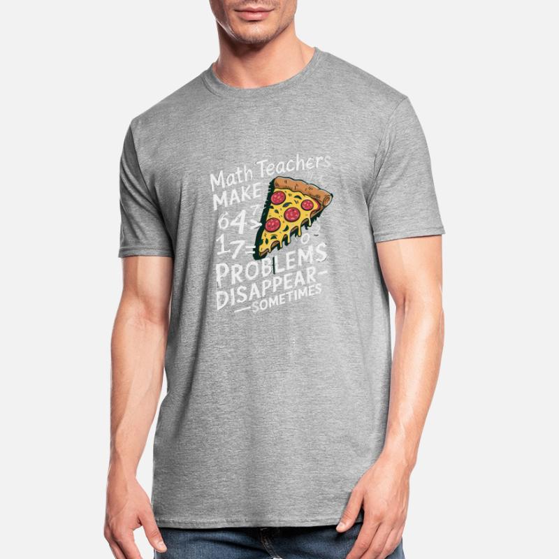 Funny Math Teacher Design Pizza & Problem Solving Unisex Polycotton T-Shirt