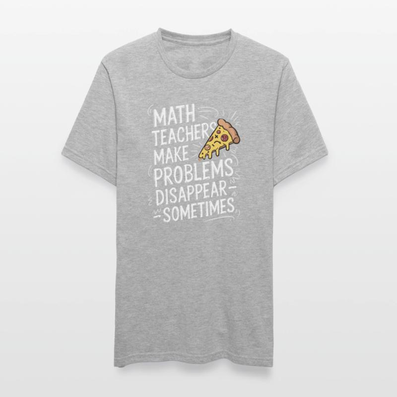 Funny Math Teacher Design Pizza & Problem Solving Unisex Polycotton T-Shirt