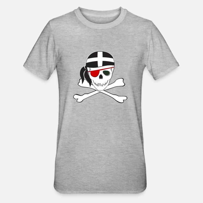 Cornish Jolly Roger - Unisex Polycotton T-Shirt - heather grey