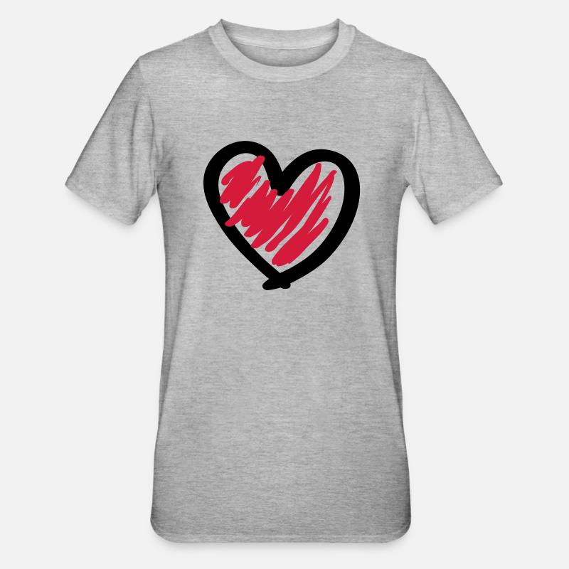 Cool Heart - Unisex Polycotton T-Shirt - Grau meliert