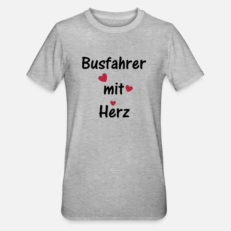 Busfahrer mit Herz - Unisex Polycotton T-Shirt - Grau meliert