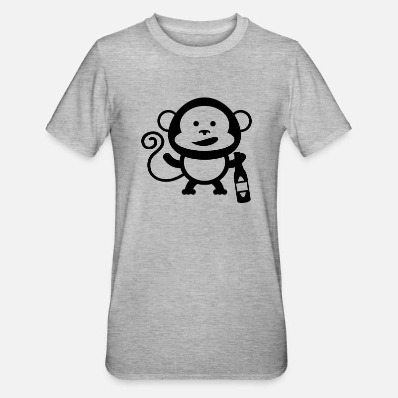 monkey beer comic - Unisex Polycotton T-Shirt - Grau meliert