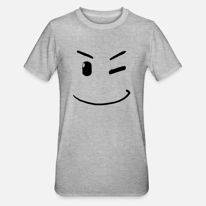 Visage clignotant - - T-shirt polycoton Unisexe - gris chiné
