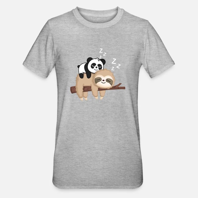 Lazy panda on sloth - Unisex Polycotton T-Shirt - heather grey