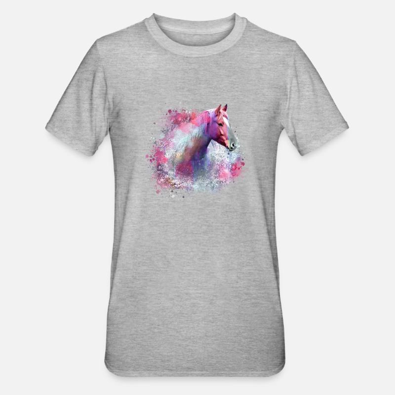 haflinger,pferd,graffiti, malerei, pferdekopf,bunt - Unisex Polycotton T-Shirt - Grau meliert