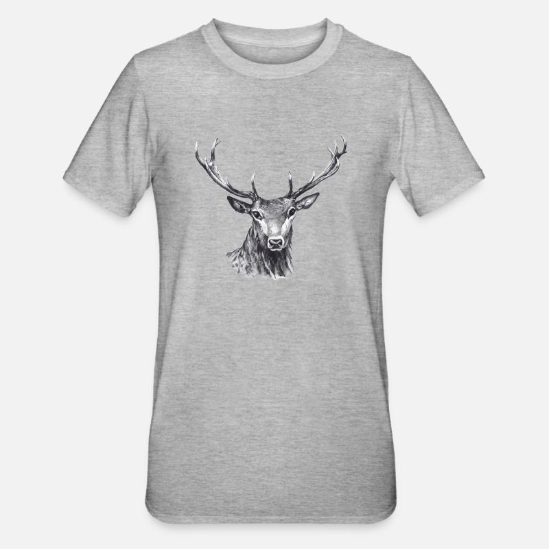 Hirsch - Unisex Polycotton T-Shirt - Grau meliert