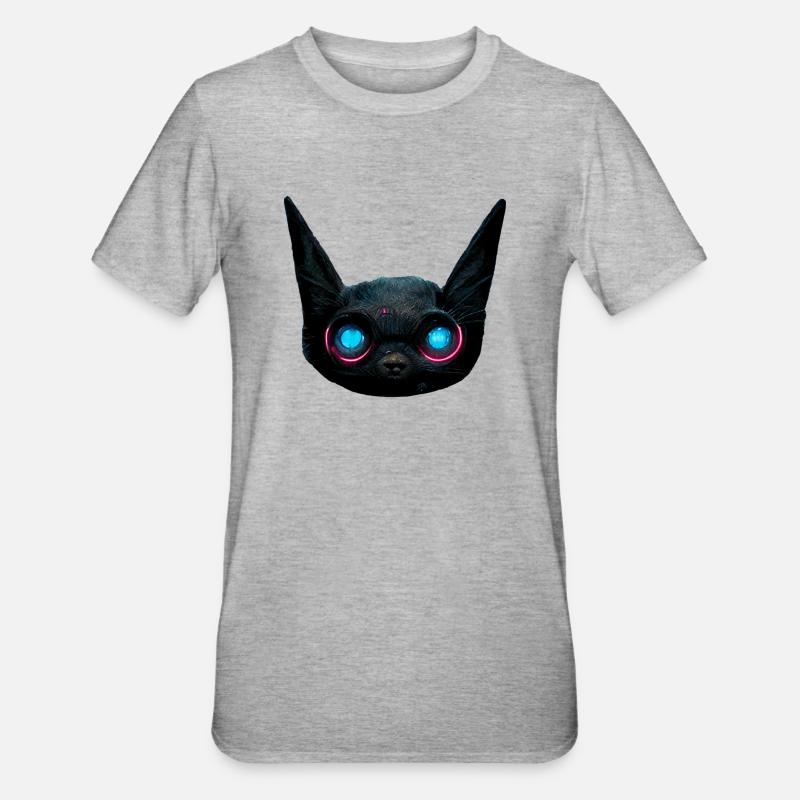 Alien Katze - Unisex Polycotton T-Shirt - Grau meliert
