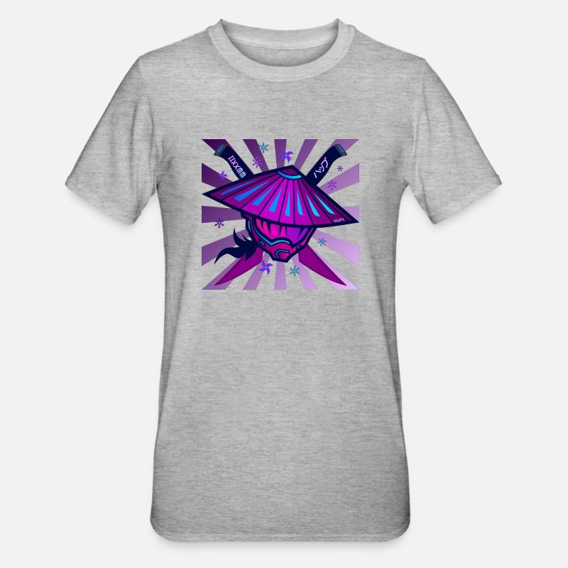 Samurai Monster Schwert Violet - Unisex Polycotton T-Shirt - Grau meliert