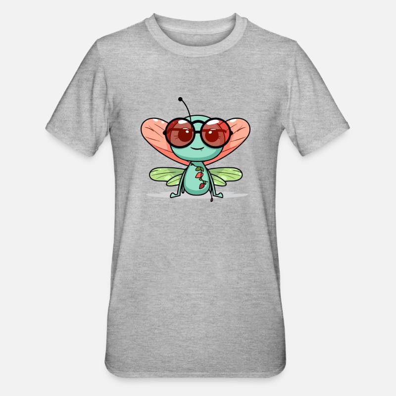 Meli la libellule - T-shirt polycoton Unisexe - gris chiné