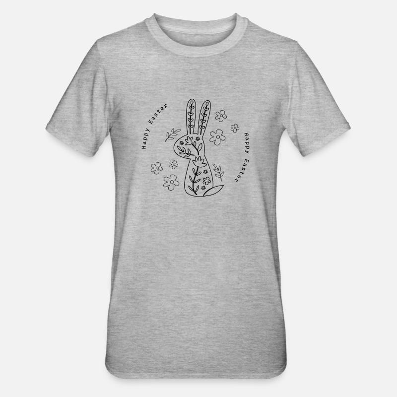 Ostern Geschenk Happy Easter - Unisex Polycotton T-Shirt - Grau meliert