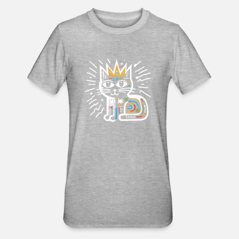 Chat peinture abstraite artwork - T-shirt polycoton Unisexe - gris chiné