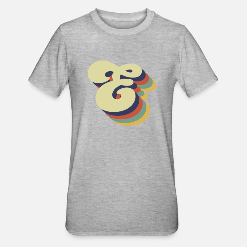 Retro-Buchstabe E - Unisex Polycotton T-Shirt - Grau meliert