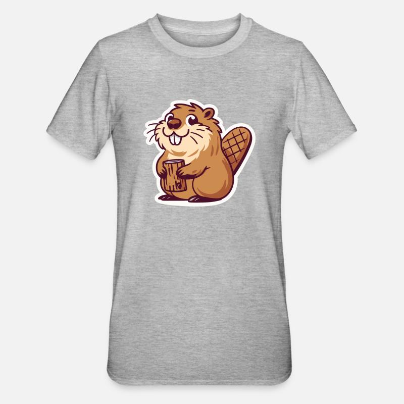 Biber Meme - Unisex Polycotton T-Shirt - Grau meliert