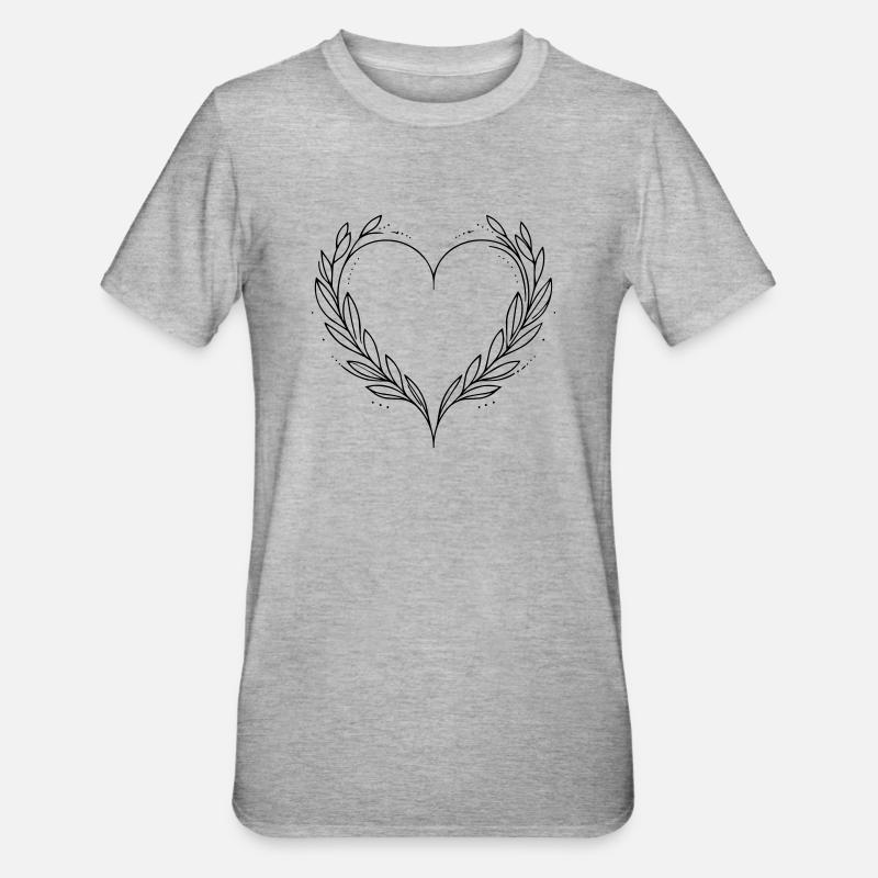 Herz - Unisex Polycotton T-Shirt - Grau meliert
