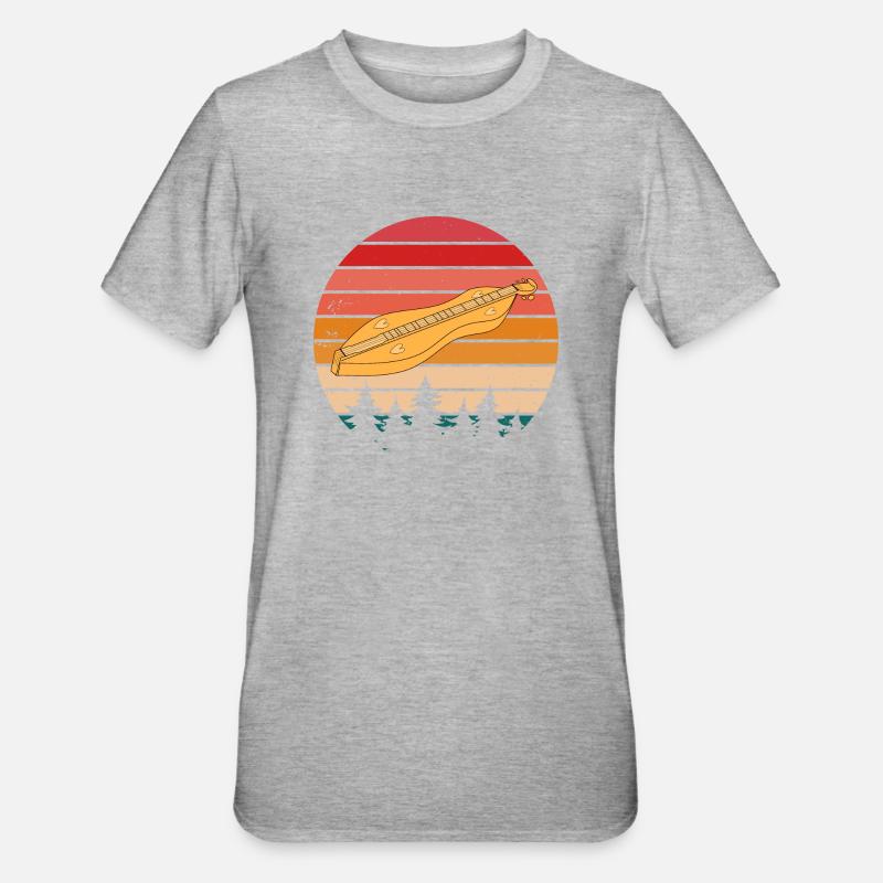 Retro dulcimer - Unisex Polycotton T-Shirt - heather grey
