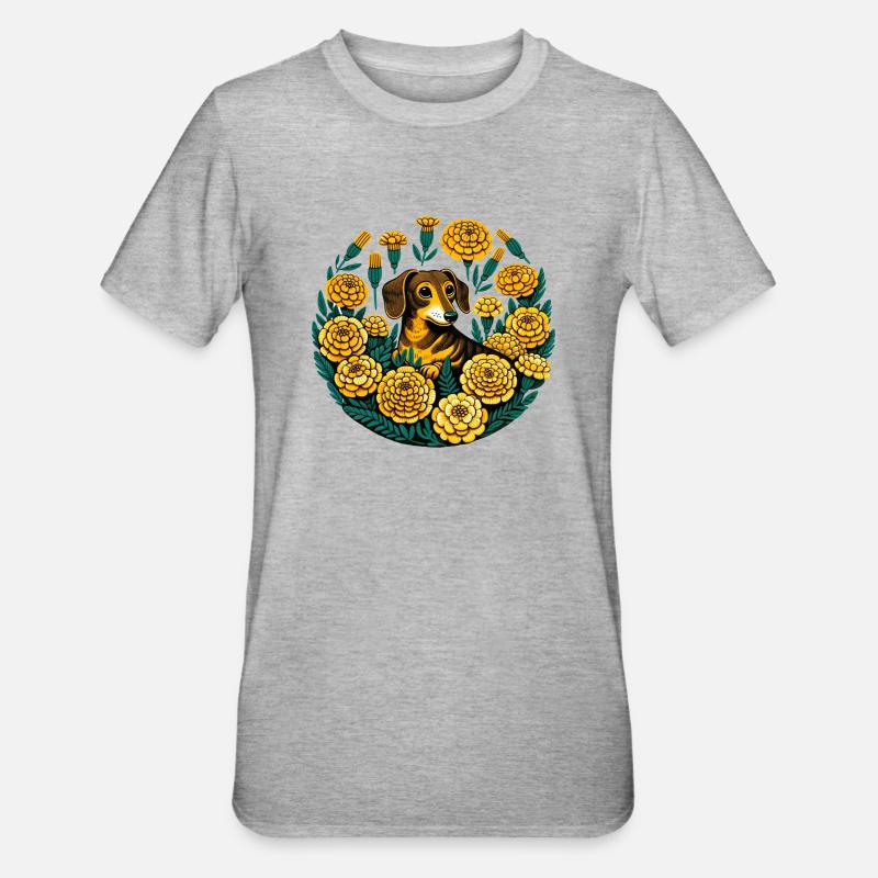 Dackel - Unisex Polycotton T-Shirt - Grau meliert