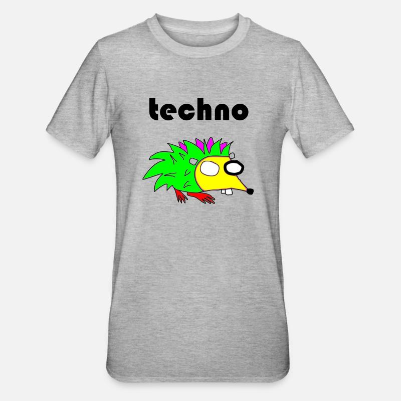 techno igel - Unisex Polycotton T-Shirt - Grau meliert