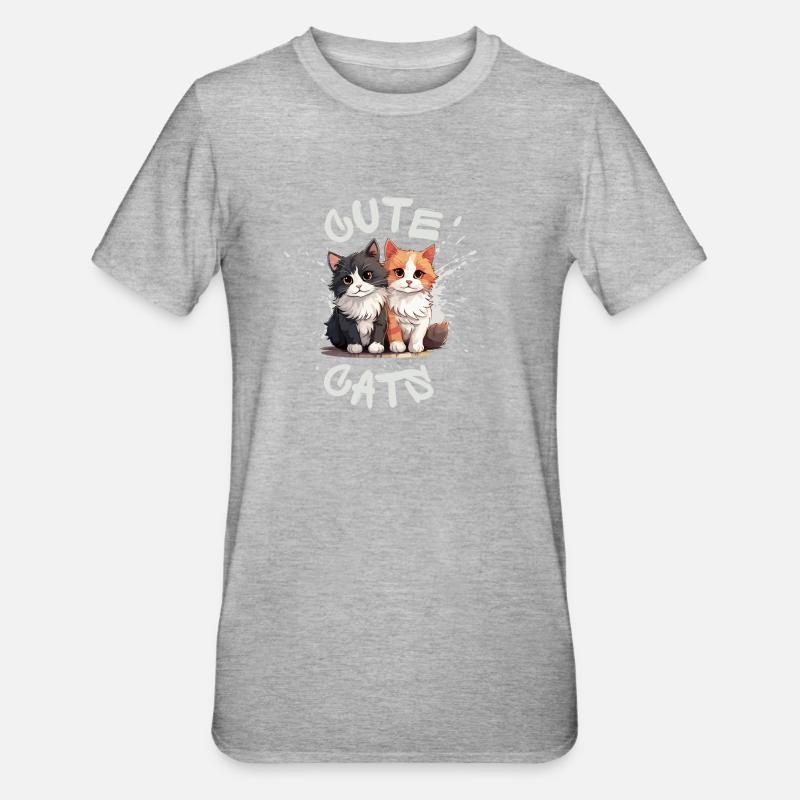 Chats mignons - T-shirt polycoton Unisexe - gris chiné