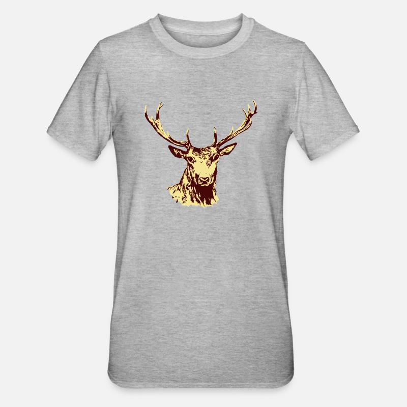 Hirsch - Unisex Polycotton T-Shirt - Grau meliert