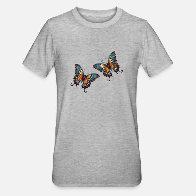 Papillons - T-shirt polycoton Unisexe - gris chiné