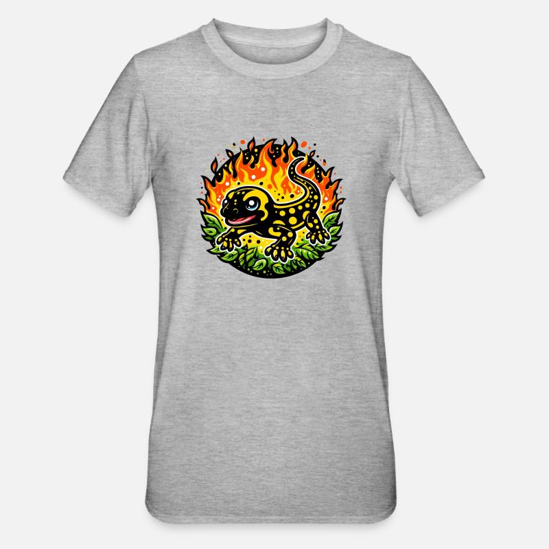 Feuersalamander - Unisex Polycotton T-Shirt - Grau meliert