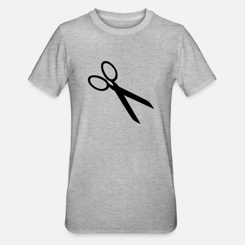 Schere - Unisex Polycotton T-Shirt - Grau meliert