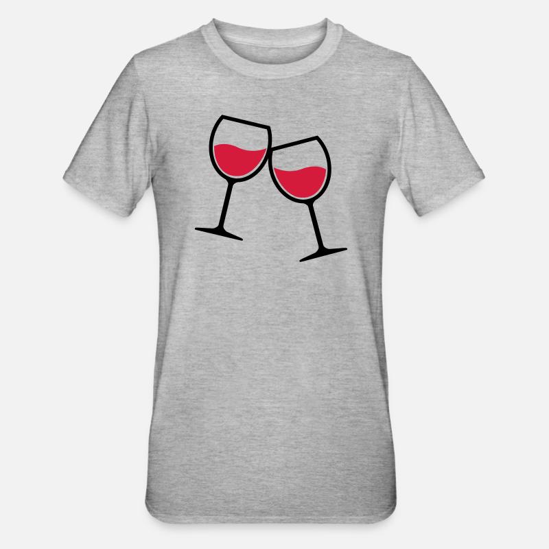 Zwei Weingläser anstoßen - Unisex Polycotton T-Shirt - Grau meliert