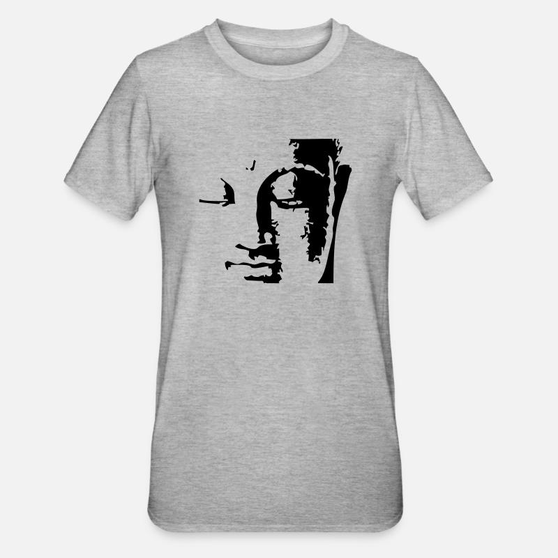 buddhas_face - T-shirt polycoton Unisexe - gris chiné
