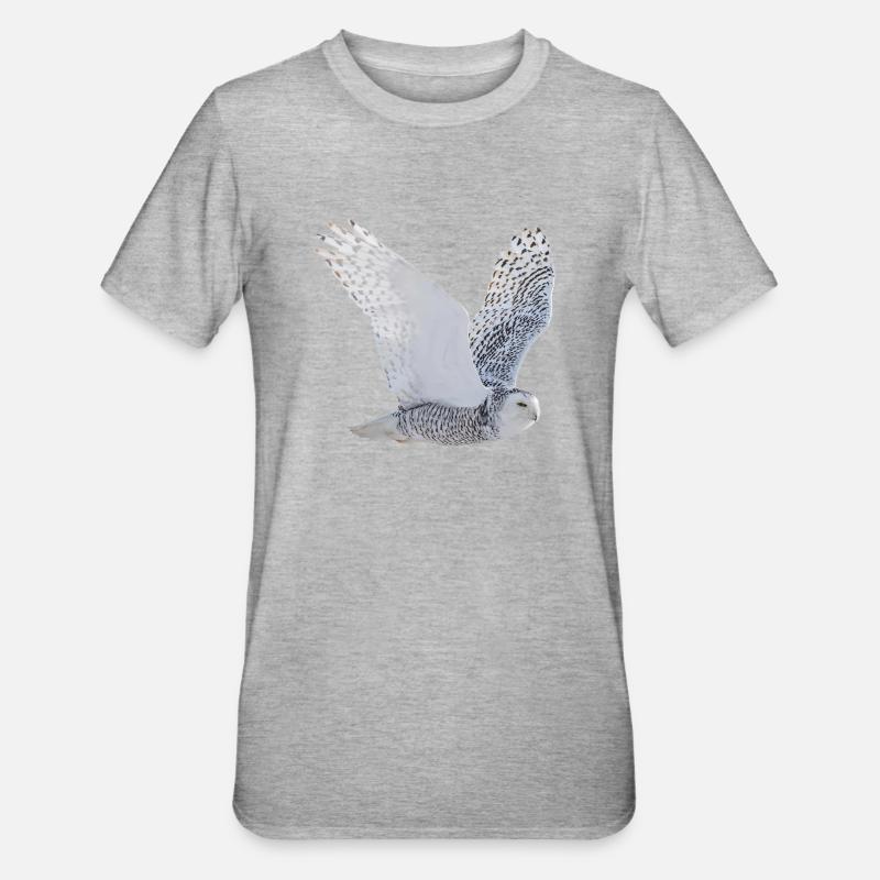 Weisse Eule - Unisex Polycotton T-Shirt - Grau meliert