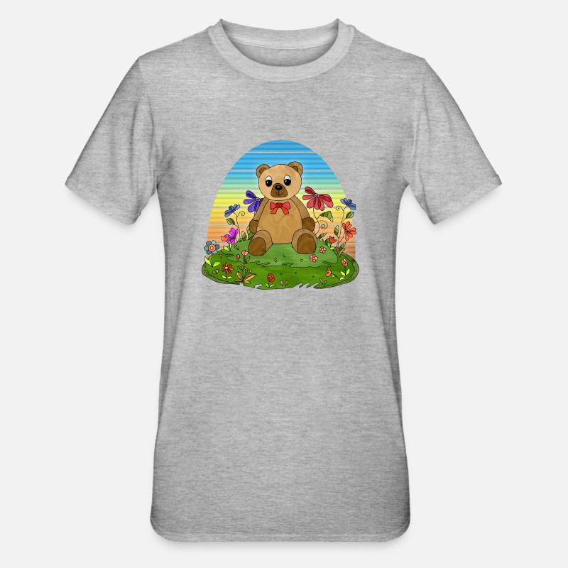 Teddybär - Unisex Polycotton T-Shirt - Grau meliert