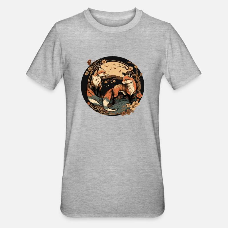 Fuchs 3 - Unisex Polycotton T-Shirt - Grau meliert