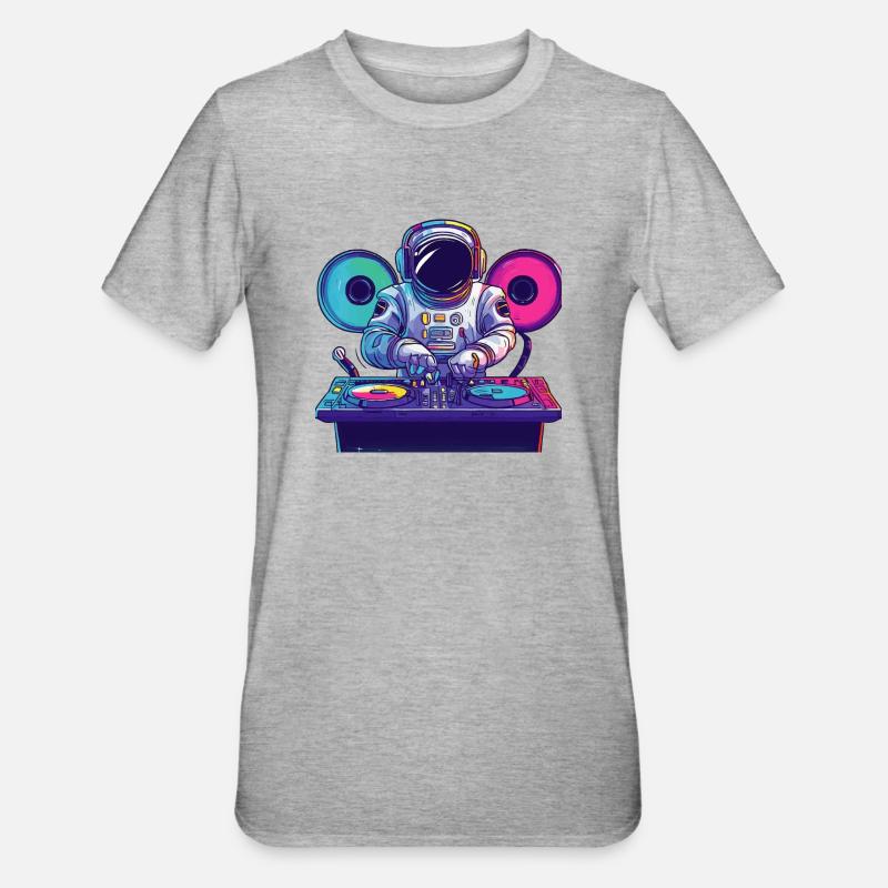 Astronaut DJ Geschenkidee - Unisex Polycotton T-Shirt - Grau meliert