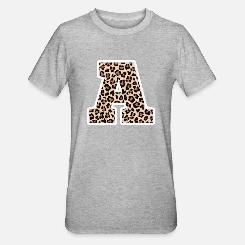 Letter A Leopard Pattern - Birthday Gift Idea - Unisex Polycotton T-Shirt - heather grey